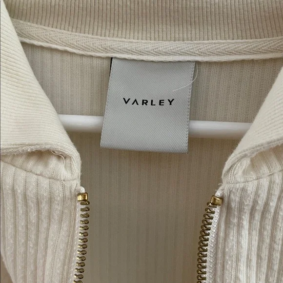 Holiday clean out!! VARLEY Maguire Cream Ribbed Quarter-Zip Sweater SMALL EUC - Picture 4 of 10
